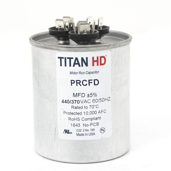 TITAN HD 55 Plus 5 MFD, 440-Volt/370-Volt Dual Voltage Round Run Capacitor