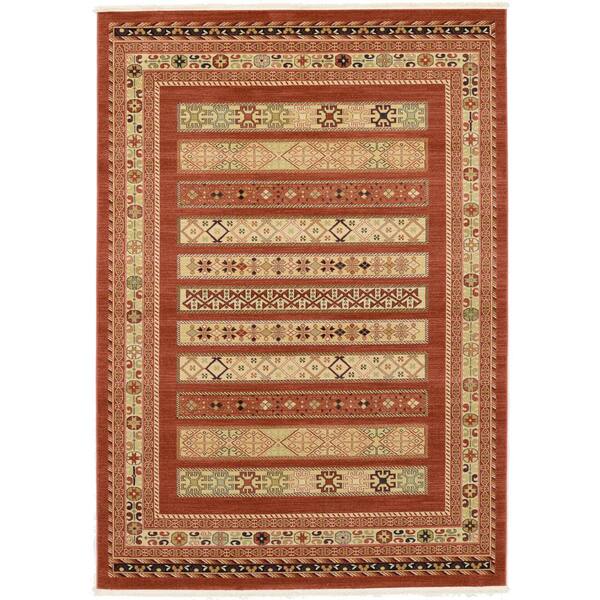 Unique Loom Fars Pasadena Rust Red 7' 0 x 10' 0 Area Rug 3116256 The