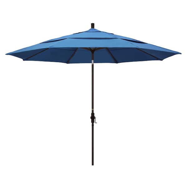 California Umbrella 11 ft. Aluminum Collar Tilt Double Vented Patio Umbrella in Capri Pacifica