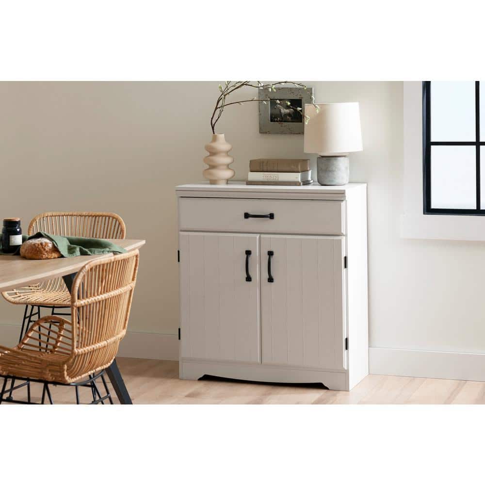 Pure White Farmhouse Freestanding Kitchen Cabinet with Adjustable Shelving