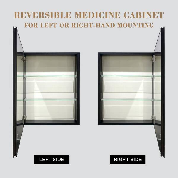 Forclover 20-in x 26-in Surface/Recessed Mount Silver Mirrored Soft Close Medicine Cabinet