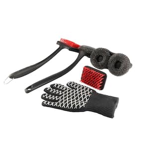 5-Piece High Temperature Grill Cleaning Tools with Scrapers, Nylon Bristles and Wire Brushes for Complete Cleaning