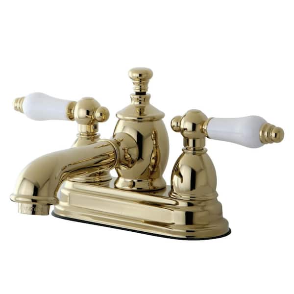 Kingston Brass English Country 4 in. Centerset 2-Handle Bathroom Faucet in Polished Brass