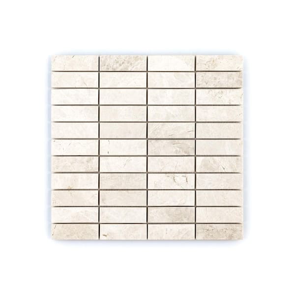 Jeffrey Court Parchment 1 x 3 Vanilla Stack Cream 11.5 in. x 12 in. Rectangle Honed Marble Wall/Floor Mosaic Tile 0.958 sq. ft./Each