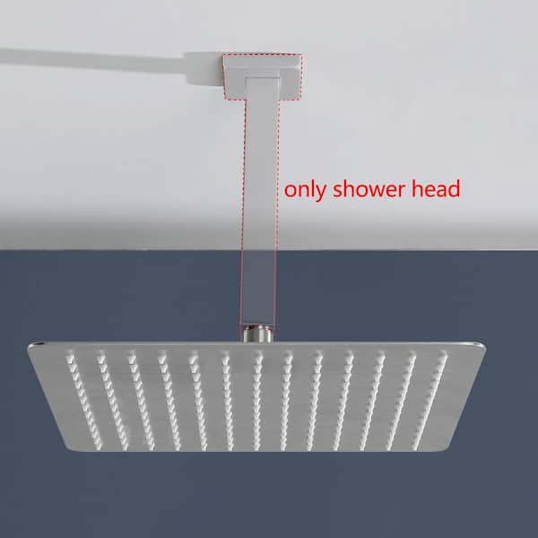 Satico 1-Spray Patterns with 2.5 GPM 16 in. Ceiling Mount Fixed Shower Head with 360° Rotation in Brushed Nickel