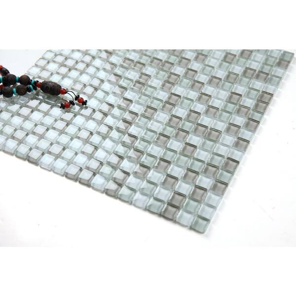 Frosted 12 in. X 12 in. Clear and Light Gray Square Glass Mosaic Tile(14 sq. ft./Case)