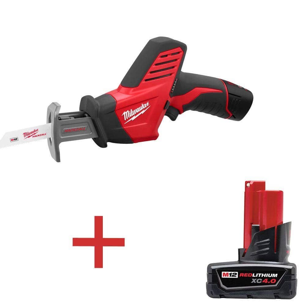 Milwaukee M12 12V Lithium-Ion Cordless HACKZALL Reciprocating Saw Kit with  M12 4.0Ah Extended Capacity Battery 2420-21-48-11-2440 The Home Depot