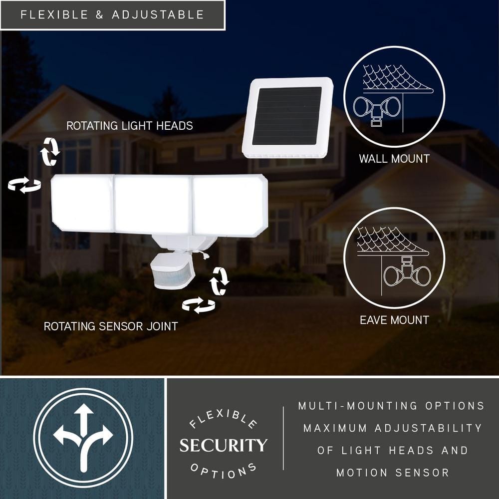White Solar Powered LED Outdoor Security Flood Light with Motion Sensor