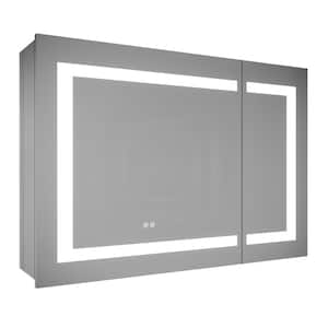 36 in. W x 30 in. H Anti-fog Silver Different Dual Swing Recessed/Surface Mount Wall Medicine Cabinet with Mirror