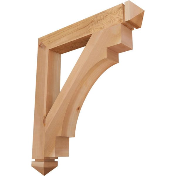 Ekena Millwork 3.5 in. x 32 in. x 28 in. Western Red Cedar Merced Arts and Crafts Smooth Bracket