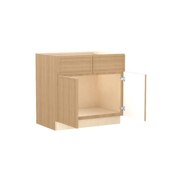 Franklin 36 in. W x 24 in. D x 34.5 in. H Assembled Plywood Sink Base Kitchen Cabinet in Vanguard Oak with Soft Close