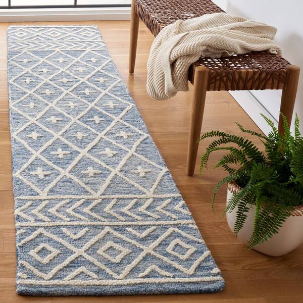 Metro 2 ft. x 9 ft. Blue/Ivory Tribal MET460M Runner Rug