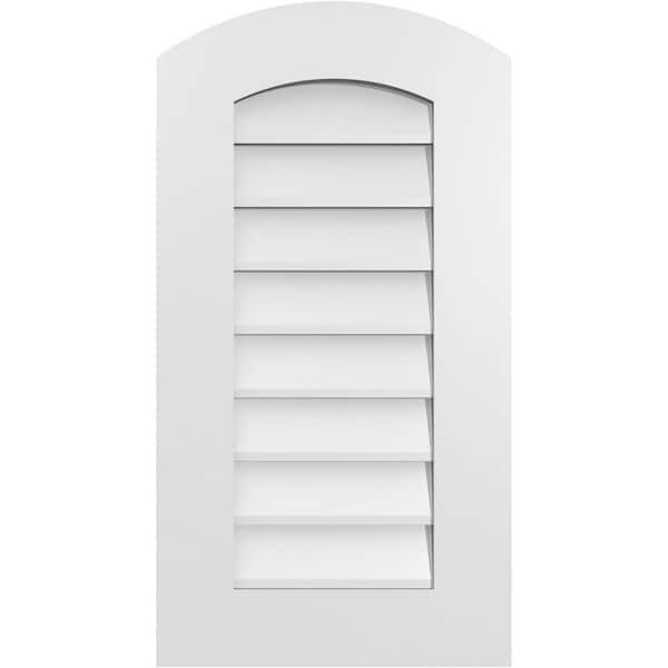 Ekena Millwork 16 in. x 30 in. Arch Top Surface Mount PVC Gable Vent: Functional with Standard Frame