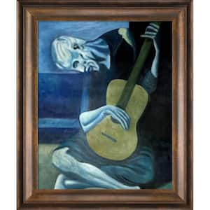 The Old Guitarist by Pablo Picasso Modena Vintage Framed Oil Painting Art Print 21 in. x 25 in.