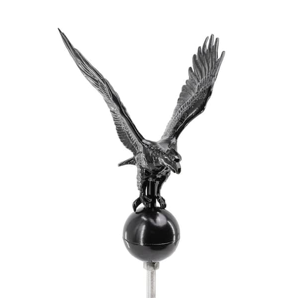 12" Aluminum Flagpole Eagle - Black with Black Globe