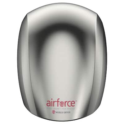 Airforce Electric Hand Dryer, High Speed, Antimicrobial Technology, 110-120 volt, Aluminum Brushed Stainless Steel
