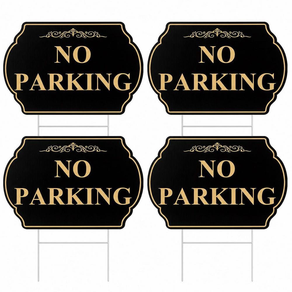 4 Pack 12 in. x 8 in. Plastic Hollow Board Double Sided No Parking Yard Sign with Metal Stakes Weatherproof price history on PriceWatchPro