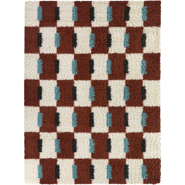 Hammes Rust 7 ft. 10 in. x 10 ft. Checkered Area Rug