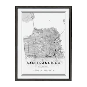 Sylvie San Francisco Modern Map by Jake Goossen Framed Canvas Map Art Print 24 in. x 18 in .