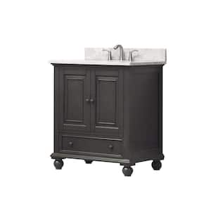 Thompson 31 in. Single Sink Charcoal Glaze Bath Vanity with Carrara White Marble Top