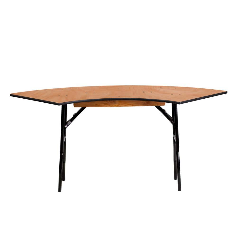 48 in. Natural Wood Tabletop Metal Frame Folding Table