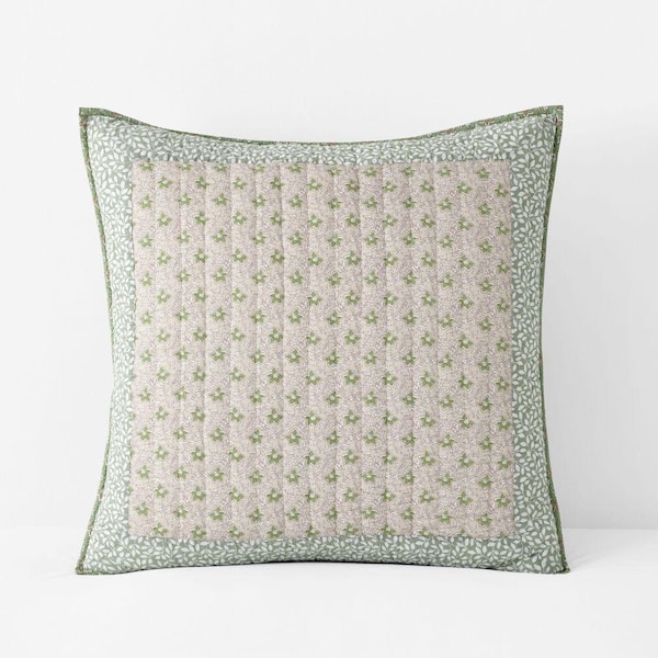 Company Cotton Megara Patchwork Quilted Green Cotton Sham