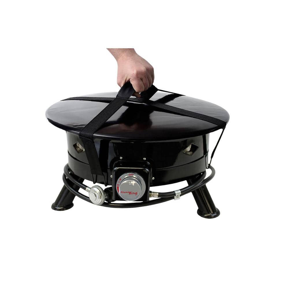 24-Inch Black Portable Gas Fire Pit with Lava Rocks