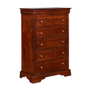 18.98 in. Brown 5-Drawer Wooden Chest of Drawers