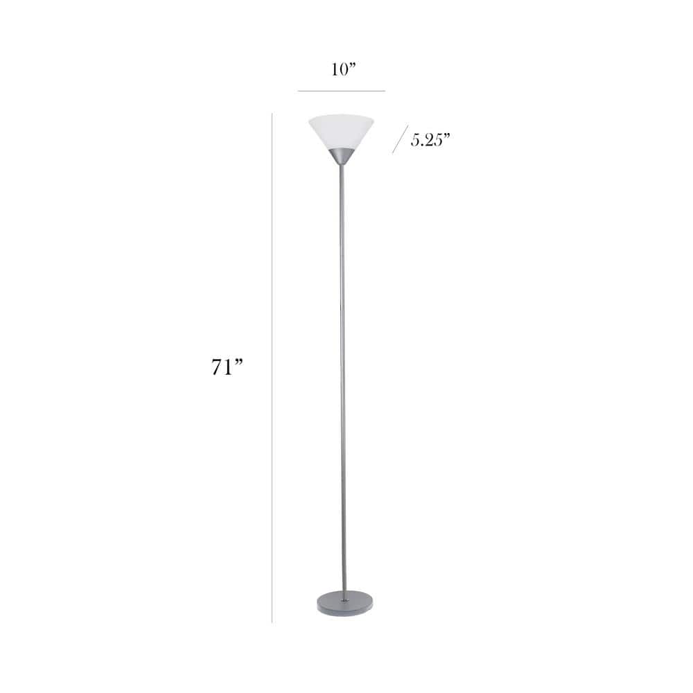 Sleek Silver Torchiere 17" Floor Lamp with White Cone Shade
