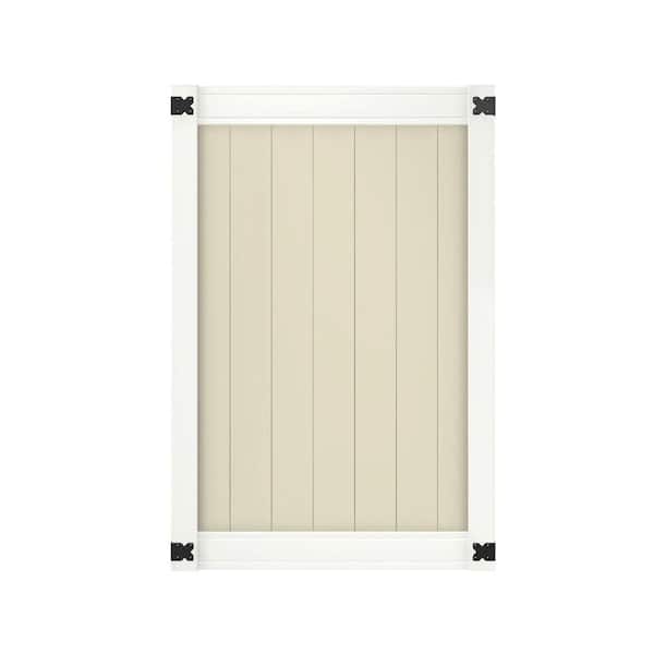 Veranda Pro Series 4 ft. W x 6 ft. H White/Tan Vinyl Woodbridge Privacy Fence Gate