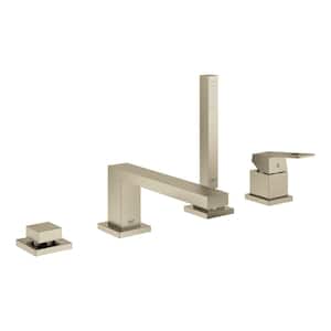 Eurocube Single-Handle Deck Mount Roman Tub Faucet with Hand Shower in Brushed Nickel