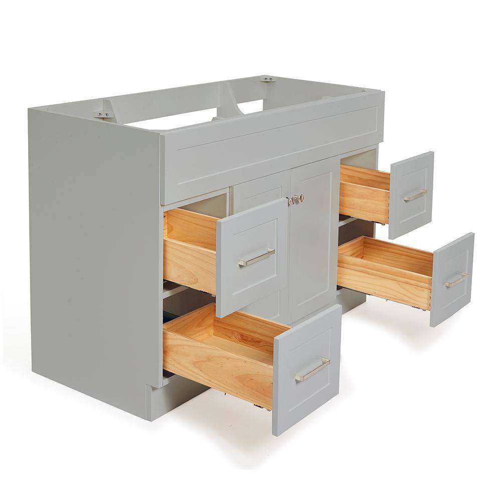 Hamlet 48" Gray Single Freestanding Vanity Cabinet with Nickel Hardware
