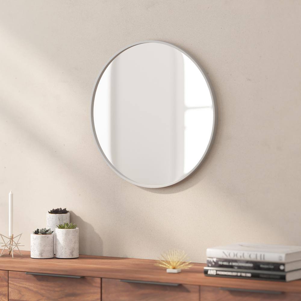 20" Round Silver Metal Wall Mirror
