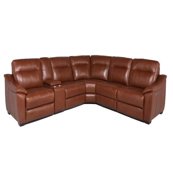 Steve Silver Casa Brown Faux Leather 6, Curved Leather Sectional