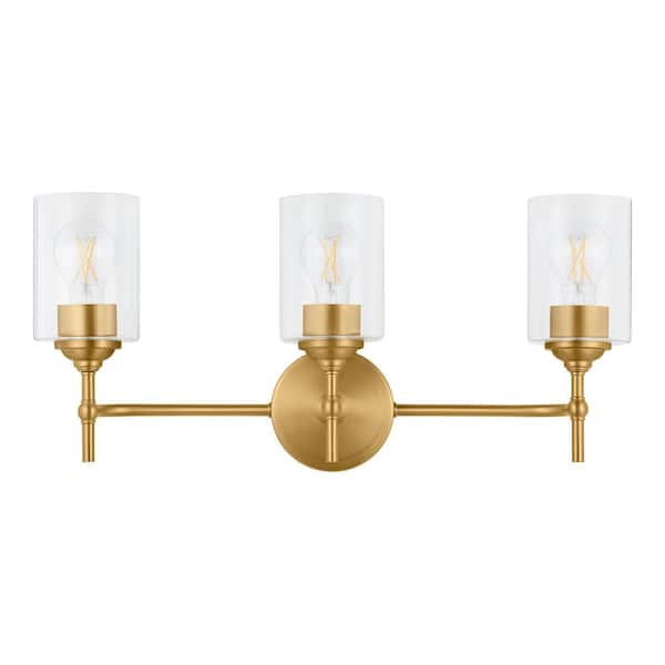Ayelen 3-Light Matte Brass Modern Bathroom Vanity Light with Clear Glass