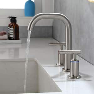 ABAD 8 in. Widespread desk mounted Double Handle Bathroom Faucet in brushed nickel