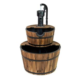 Wood Deluxe 2-Tiered Cascading Washtub Fountain