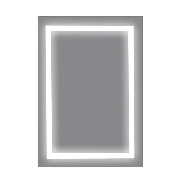 JimsMaison 24 in. W x 36 in. H Rectangular Frameless Anti-Fog Wall-Mounted Bathroom Vanity Mirror in Silver