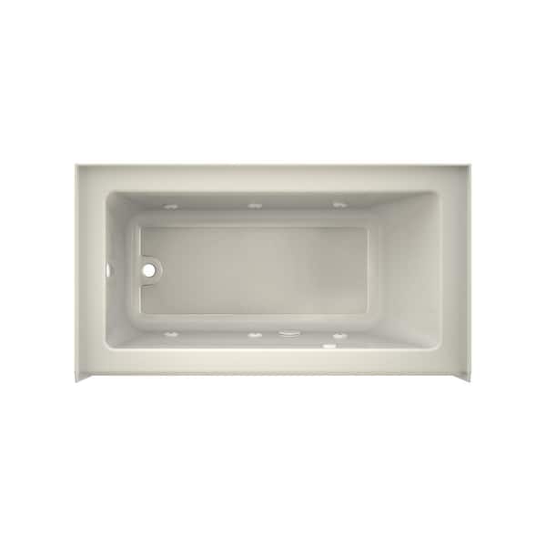 JACUZZI Projecta 60 in. x 32 in. Acrylic Left Drain Rectangular Low-Profile AFR Alcove Whirlpool Bathtub with Heater in Oyster