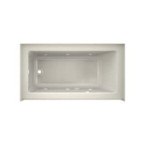 Projecta 60 in. x 32 in. Acrylic Left Drain Rectangular Low-Profile AFR Alcove Whirlpool Bathtub with Heater in Oyster
