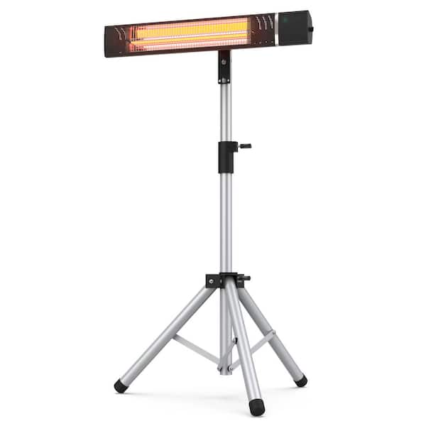 Kingdely 1500-Watt Black Electric Patio Heater Infrared Carbon Fiber Wall Heater with Tripod Mount and Remote Indoor/Outdoor Use