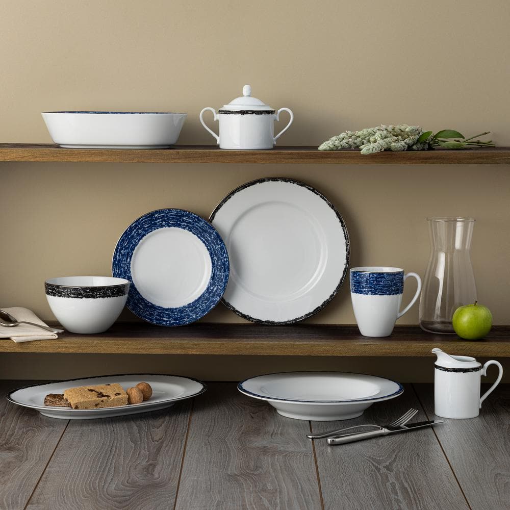 Blue and White Ceramic Cereal Bowls Set of 4