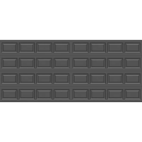 Classic Steel Short Panel 16 ft. x 7 ft. Insulated 12.9 R-Value Charcoal Garage Door without windows