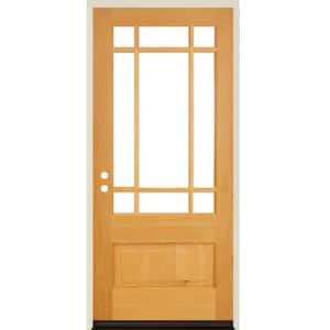 36 in. x 80 in. Contemporary RH 3/4 Lite Clear Glass Clear Stain Douglas Fir Prehung Front Door