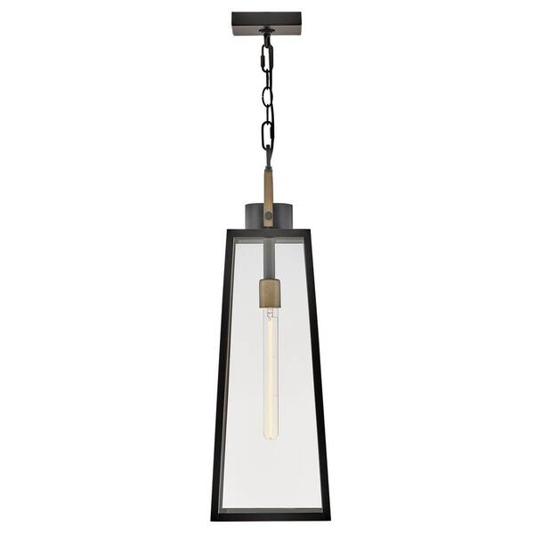 LARK - Hugh 27.25 in. 1-Light Black Outdoor Pendant Light