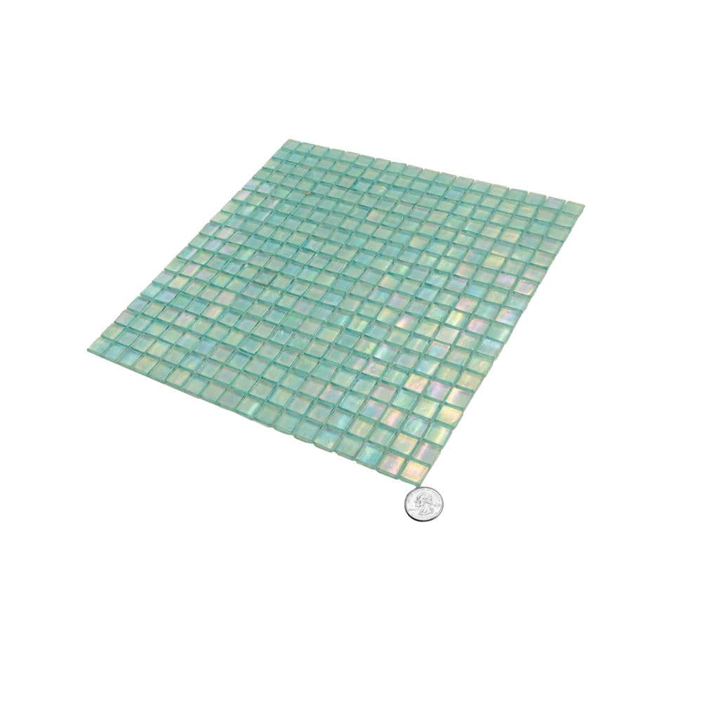 Sea Green 11.6" x 11.6" Glass Mosaic Wall and Floor Tile