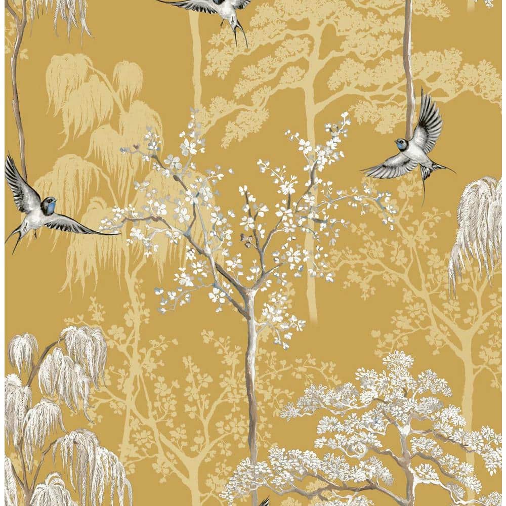 Arthouse Ochre Bird Garden Vinyl Peel and Stick Wallpaper Roll 30.75 sq. ft. price history on PriceWatchPro