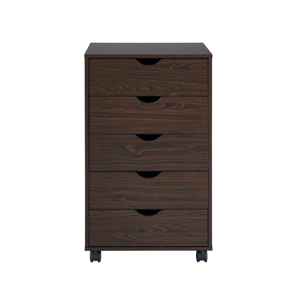 HOMESTOCK Espresso 5-Drawer Dresser Tall Dressers for Bedroom Kids ...