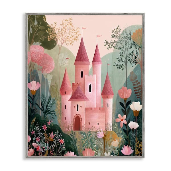 Castle For A Princess Gray Framed Giclee Art, design by Christine Simpson Art
