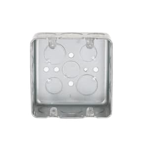 4 in. W x 2-1/8 in. D Metallic 2-Gang Two-Device Square Switch Box with Eleven 1/2 in. KO's and Six 3/4 in. KO's, 1-Pack